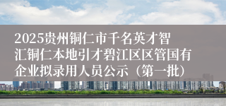 2025贵州铜仁市千名英才智汇铜仁本地引才碧江区区管国有企业拟录用人员公示（第一批）