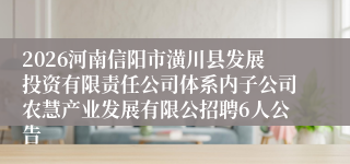 2026河南信阳市潢川县发展投资有限责任公司体系内子公司农慧产业发展有限公招聘6人公告