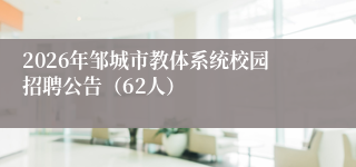 2026年邹城市教体系统校园招聘公告（62人）