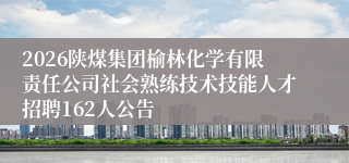 2026陕煤集团榆林化学有限责任公司社会熟练技术技能人才招聘162人公告