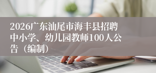 2026广东汕尾市海丰县招聘中小学、幼儿园教师100人公告(编制)