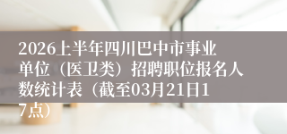 2026上半年四川巴中市事业单位（医卫类）招聘职位报名人数统计表（截至03月21日17点）