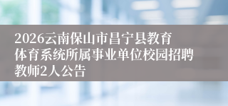 2026云南保山市昌宁县教育体育系统所属事业单位校园招聘教师2人公告
