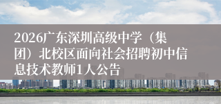 2026广东深圳高级中学（集团）北校区面向社会招聘初中信息技术教师1人公告