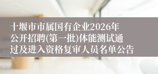 十堰市市属国有企业2026年公开招聘(第一批)体能测试通过及进入资格复审人员名单公告