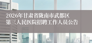 2026年甘肃省陇南市武都区第三人民医院招聘工作人员公告