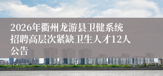 2026年衢州龙游县卫健系统招聘高层次紧缺卫生人才12人公告
