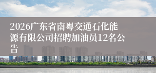 2026广东省南粤交通石化能源有限公司招聘加油员12名公告