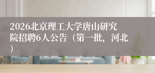 2026北京理工大学唐山研究院招聘6人公告（第一批，河北）