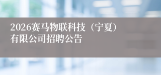 2026赛马物联科技（宁夏）有限公司招聘公告