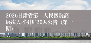 2026甘肃省第二人民医院高层次人才引进20人公告（第一期）