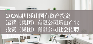 2026四川乐山国有资产投资运营(集团)有限公司乐山产业投资(集团)有限公司社会招聘13人公告