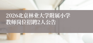 2026北京林业大学附属小学教师岗位招聘2人公告