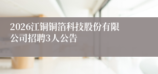 2026江铜铜箔科技股份有限公司招聘3人公告