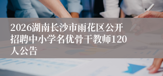 2026湖南长沙市雨花区公开招聘中小学名优骨干教师120人公告