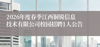2026年度春季江西铜锐信息技术有限公司校园招聘1人公告