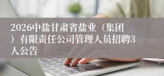2026中盐甘肃省盐业(集团)有限责任公司管理人员招聘3人公告