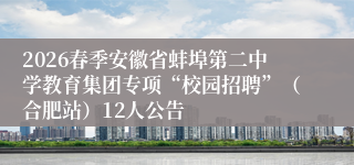 2026春季安徽省蚌埠第二中学教育集团专项“校园招聘”(合肥站)12人公告