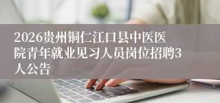 2026贵州铜仁江口县中医医院青年就业见习人员岗位招聘3人公告