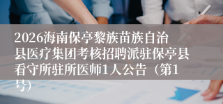 2026海南保亭黎族苗族自治县医疗集团考核招聘派驻保亭县看守所驻所医师1人公告(第1号)
