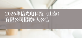 2026华信光电科技(山东)有限公司招聘6人公告