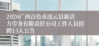 2026广西百色市凌云县新活力劳务有限责任公司工作人员招聘13人公告