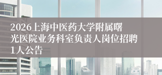 2026上海中医药大学附属曙光医院业务科室负责人岗位招聘1人公告