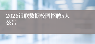 2026银联数据校园招聘5人公告