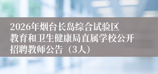 2026年烟台长岛综合试验区教育和卫生健康局直属学校公开招聘教师公告(3人)