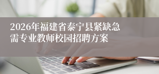 2026年福建省泰宁县紧缺急需专业教师校园招聘方案
