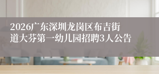 2026广东深圳龙岗区布吉街道大芬第一幼儿园招聘3人公告