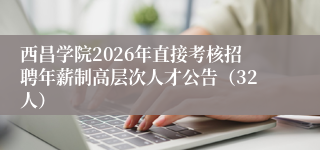 西昌学院2026年直接考核招聘年薪制高层次人才公告(32人)