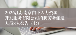 2026江苏南京白下人力资源开发服务有限公司招聘劳务派遣人员8人公告(七)