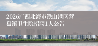 2026广西北海市铁山港区营盘镇卫生院招聘1人公告