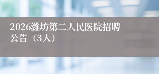 2026潍坊第二人民医院招聘公告(3人)