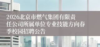 2026北京市燃气集团有限责任公司所属单位专业技能方向春季校园招聘公告