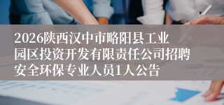 2026陕西汉中市略阳县工业园区投资开发有限责任公司招聘安全环保专业人员1人公告