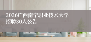 2026广西南宁职业技术大学招聘30人公告