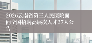 2026云南省第三人民医院面向全国招聘高层次人才27人公告