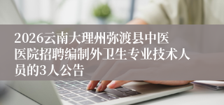 2026云南大理州弥渡县中医医院招聘编制外卫生专业技术人员的3人公告