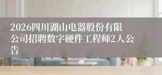 2026四川湖山电器股份有限公司招聘数字硬件工程师2人公告