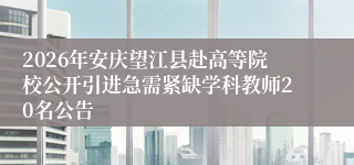 2026年安庆望江县赴高等院校公开引进急需紧缺学科教师20名公告