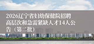 2026辽宁省妇幼保健院招聘高层次和急需紧缺人才14人公告(第二批)