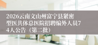 2026云南文山州富宁县紧密型医共体总医院招聘编外人员74人公告(第二批)
