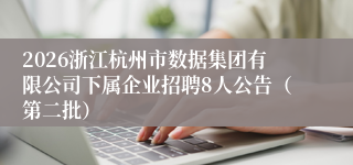2026浙江杭州市数据集团有限公司下属企业招聘8人公告(第二批)
