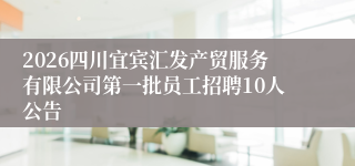 2026四川宜宾汇发产贸服务有限公司第一批员工招聘10人公告