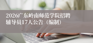 2026广东岭南师范学院招聘辅导员17人公告(编制)