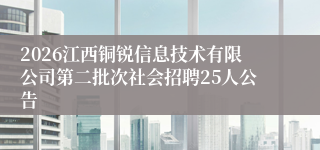 2026江西铜锐信息技术有限公司第二批次社会招聘25人公告