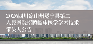 2026四川凉山州冕宁县第二人民医院招聘临床医学学术技术带头人公告