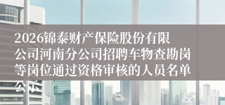 2026锦泰财产保险股份有限公司河南分公司招聘车物查勘岗等岗位通过资格审核的人员名单公示